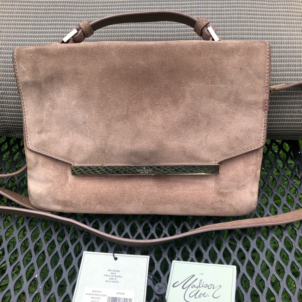 Kate Spade Brenton Madison Avenue Peach Court Tan Cross Body Purse